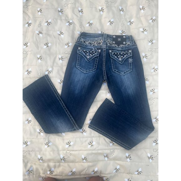 Miss Me Denim Dark Blue Signature Boot Coot Cut Rhinestone Denim Jp5002-32 sz 28 - Picture 9 of 9